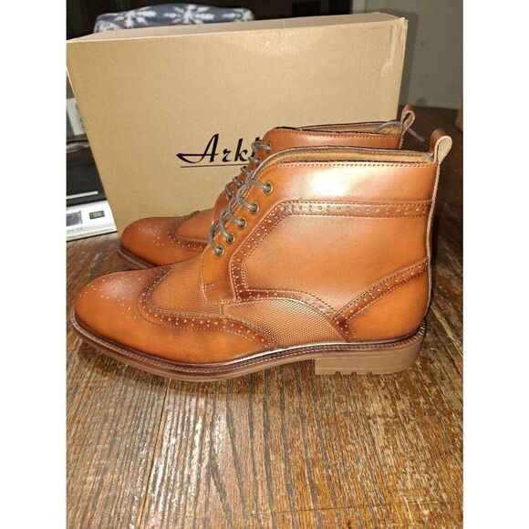 New Mens 11.5 Arkbird Brown Leather Dress Oxford Chukka Ankke Boots NWT main image 5